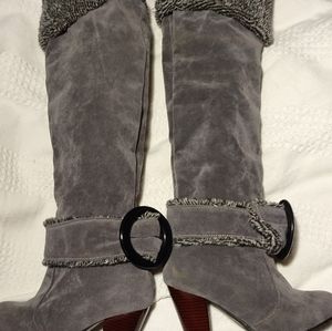 Women winter high thick heels pointed toe fashion boots